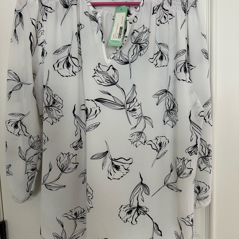 Floral Print Blouse in Black and White